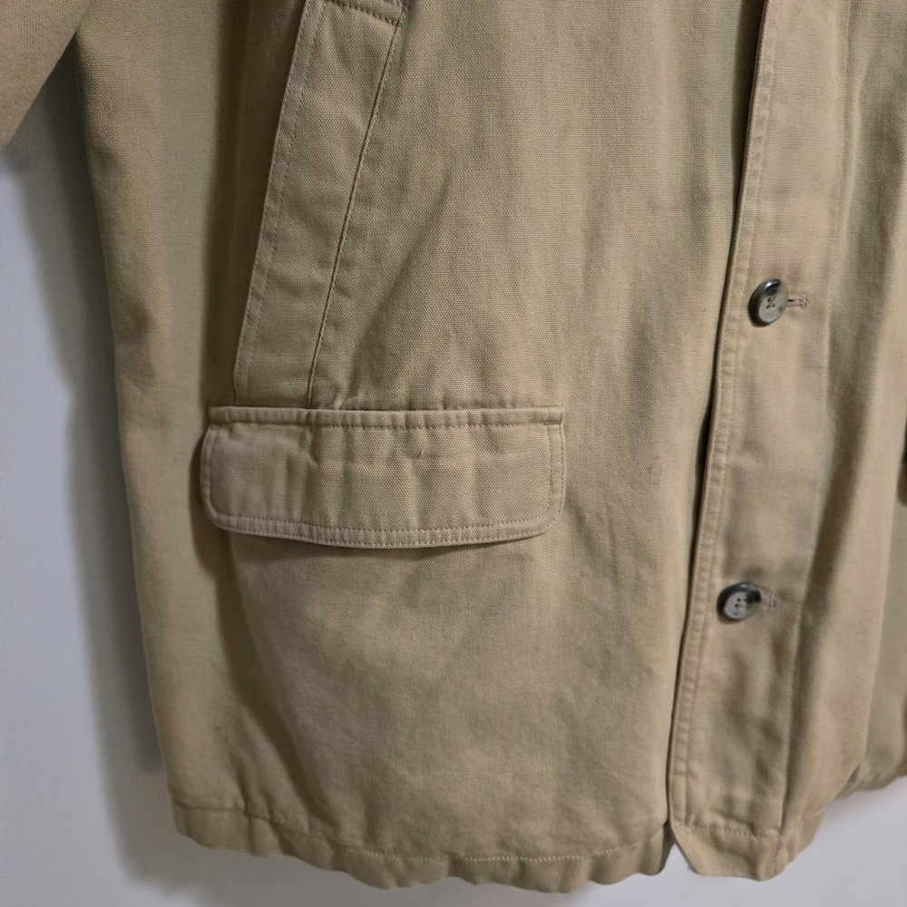 Eddie Bauer  Size XXL Beige Field‎ Jacket Canvas Lined Barn Chore Leather Collar - Picture 3 of 9